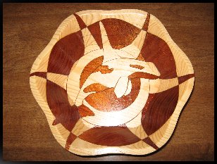 Orca, inlaid wooden bowl, reverse image