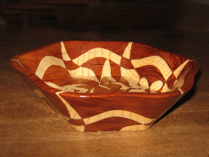 Butterfly and Flowers, side view, decorative wooden bowls
