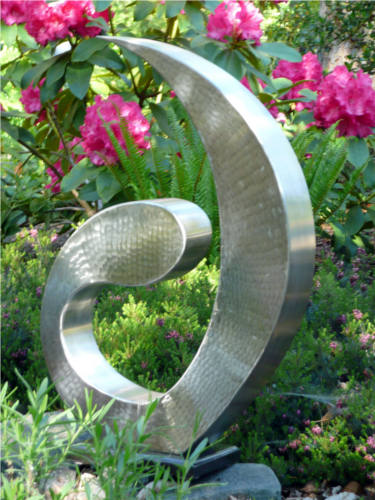 Emerging, Contemporary Stainless Steel Sculpture, metal garden art