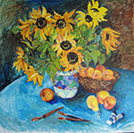 Sunflower with Basket of Peaches