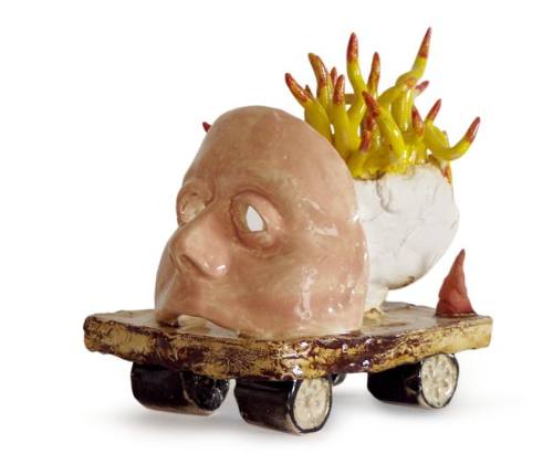 ceramic sculpture, No Wonder I Have Trouble Sleeping, whimsical ceramic sculpture